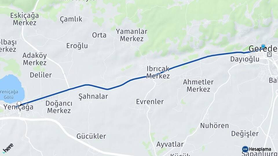 Bolu Gerede Yeniçağa Arası Kaç Km - Yol Haritası