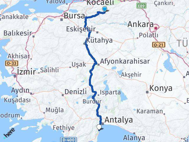 Bolu Göynük Göynük Kemer Antalya Arası Kaç Km - Yol Haritası