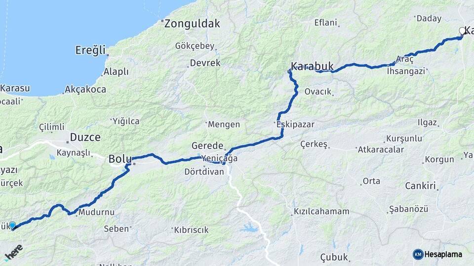Bolu Göynük Kastamonu Arası Kaç Km - Yol Haritası