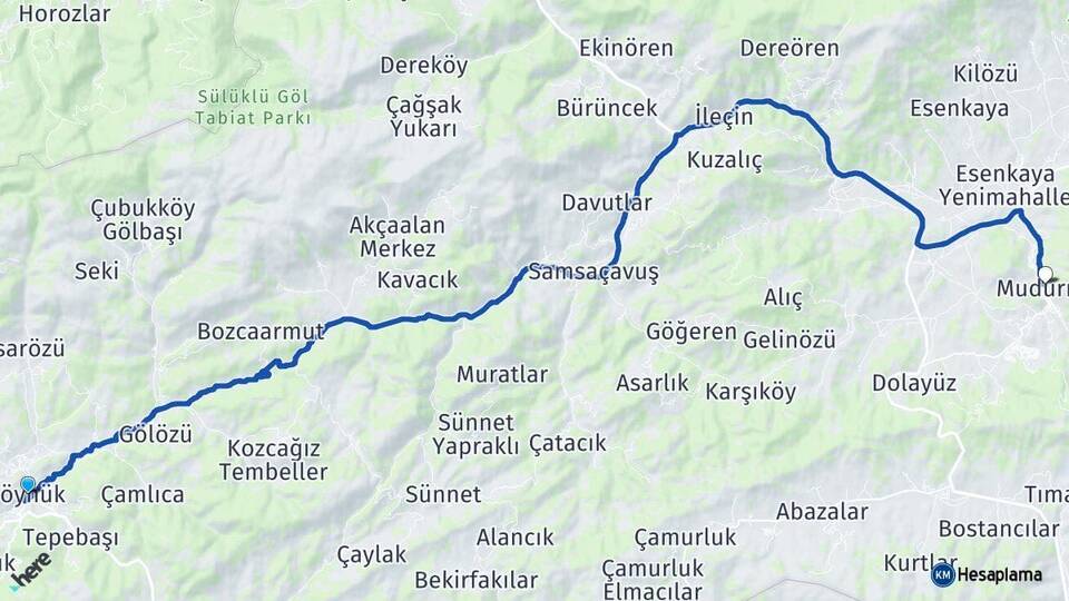 Bolu Göynük Mudurnu Arası Kaç Km - Yol Haritası