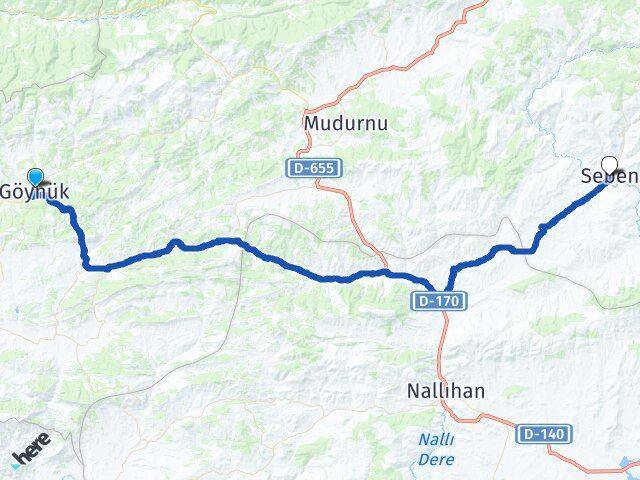 Bolu Göynük Seben Arası Kaç Km - Yol Haritası