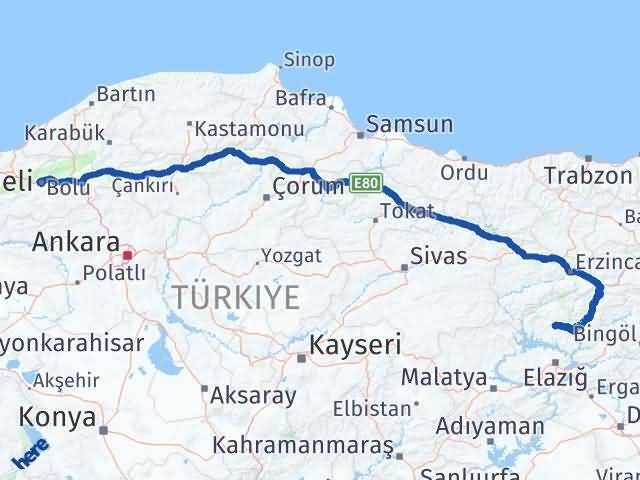 Bolu Hozat Tunceli Arası Kaç Km - Yol Haritası