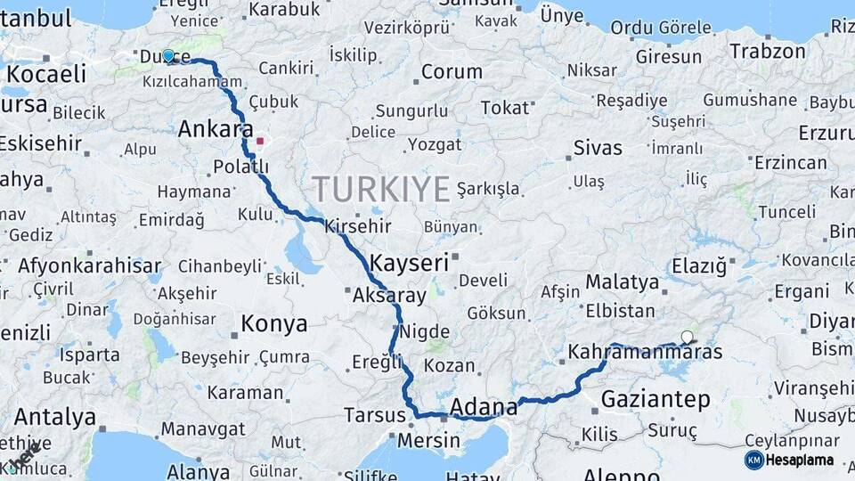 Bolu Kahta Adıyaman Arası Kaç Km - Yol Haritası