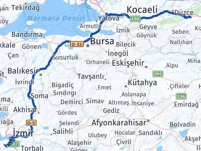 Bolu Karabağlar İzmir Arası Kaç Km - Yol Haritası