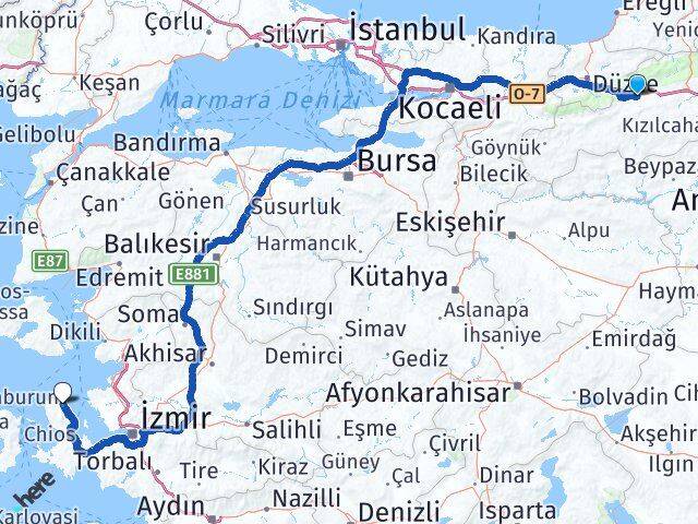 Bolu Karaburun İzmir Arası Kaç Km - Yol Haritası