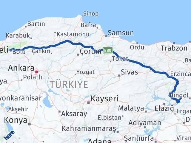Bolu Karakoçan Elazığ Arası Kaç Km - Yol Haritası