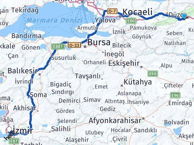 Bolu Karşıyaka İzmir Arası Kaç Km - Yol Haritası