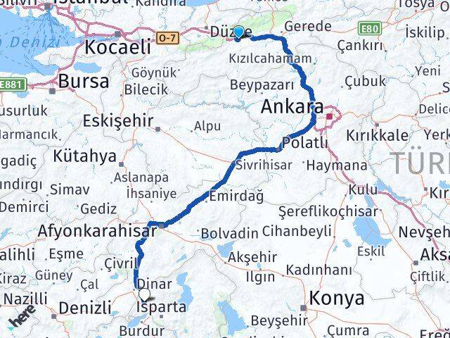 Bolu Keçiborlu Isparta Arası Kaç Km - Yol Haritası