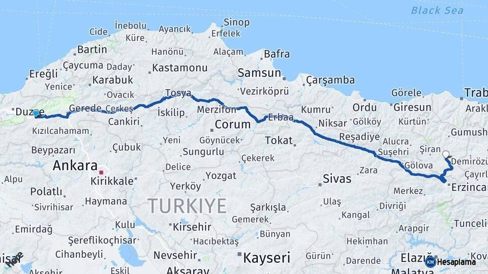 Bolu Kelkit Gümüşhane Arası Kaç Km - Yol Haritası