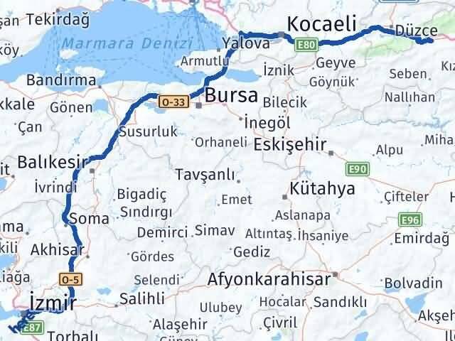 Bolu Konak İzmir Arası Kaç Km - Yol Haritası