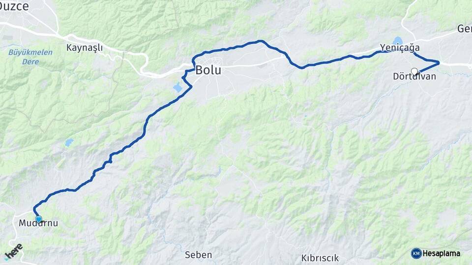 Bolu Mudurnu Dörtdivan Arası Kaç Km - Yol Haritası