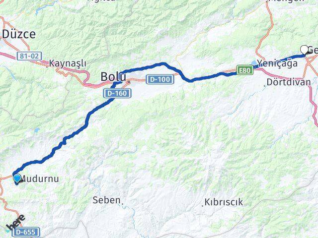 Bolu Mudurnu Gerede Arası Kaç Km - Yol Haritası
