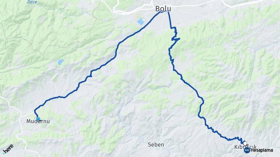 Bolu Mudurnu Kıbrıscık Arası Kaç Km - Yol Haritası