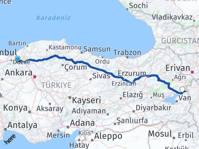 Bolu Muradiye Van Arası Kaç Km - Yol Haritası