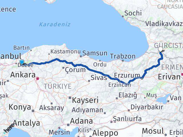 Bolu Posof Ardahan Arası Kaç Km - Yol Haritası