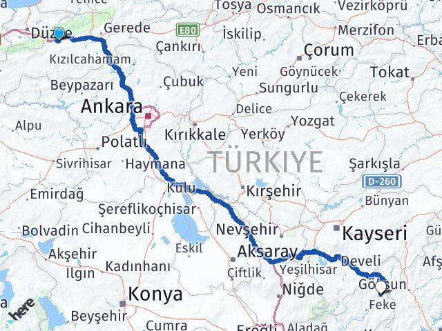 Bolu Saimbeyli Adana Arası Kaç Km - Yol Haritası