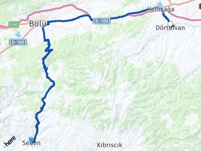 Bolu Seben Dörtdivan Arası Kaç Km - Yol Haritası