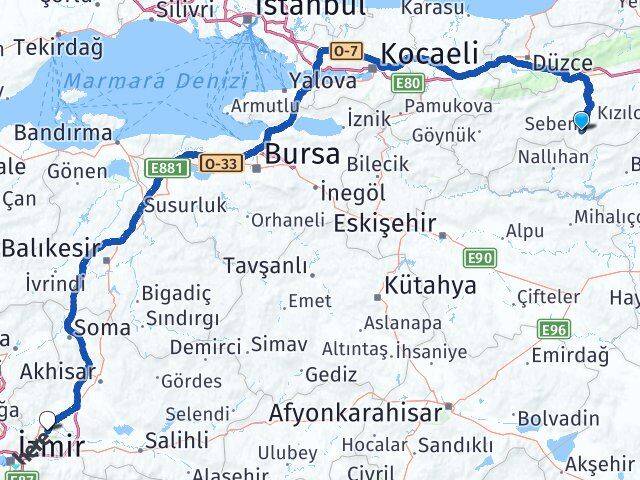 Bolu Seben Manisa Arası Kaç Km - Yol Haritası