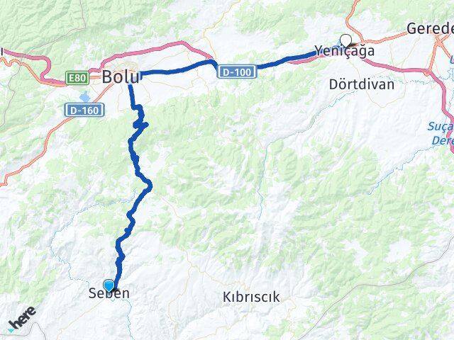Bolu Seben Yeniçağa Arası Kaç Km - Yol Haritası