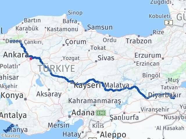 Bolu Şirvan Siirt Arası Kaç Km - Yol Haritası