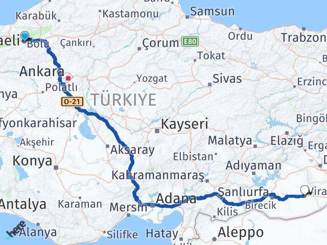Bolu Viranşehir Şanlıurfa Arası Kaç Km - Yol Haritası