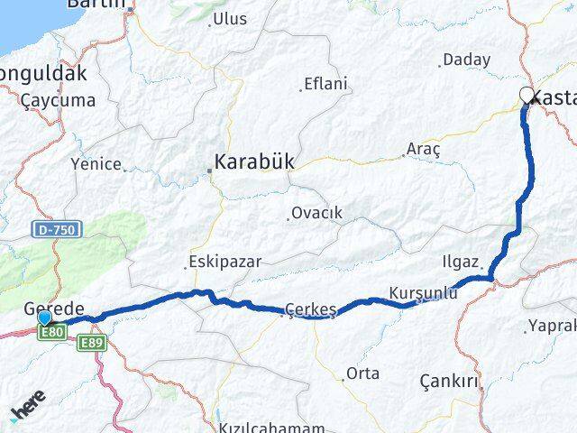 Bolu Yeniçağa Kastamonu Arası Kaç Km - Yol Haritası