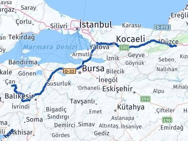 Bolu Yenice Çanakkale Arası Kaç Km - Yol Haritası