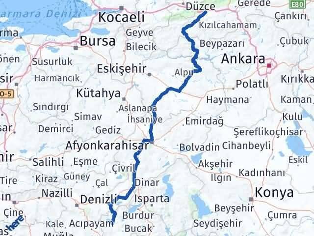 Bolu Yeşilova Burdur Arası Kaç Km - Yol Haritası