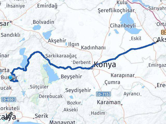 Burdur Ağlasun Aksaray Arası Kaç Km - Yol Haritası