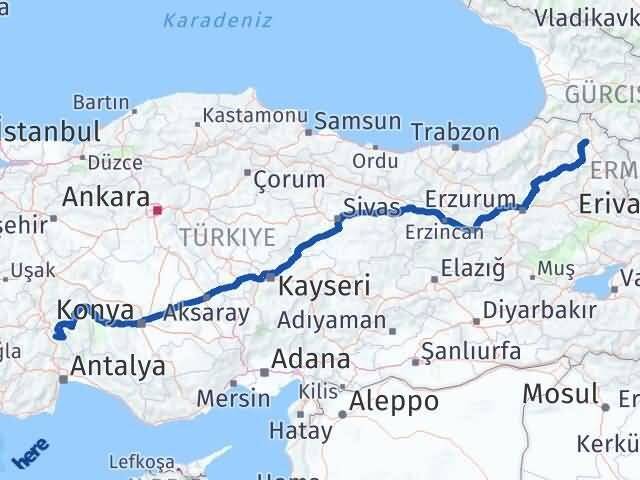 Burdur Ağlasun Ardahan Arası Kaç Km - Yol Haritası