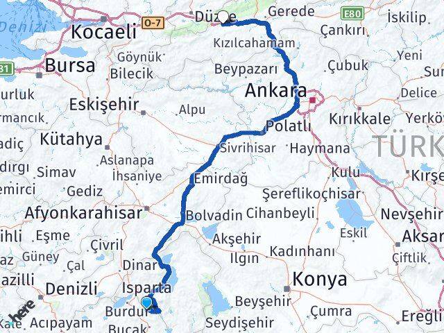 Burdur Ağlasun Bolu Arası Kaç Km - Yol Haritası