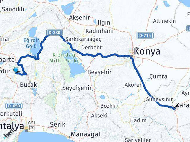Burdur Ağlasun Karaman Arası Kaç Km - Yol Haritası