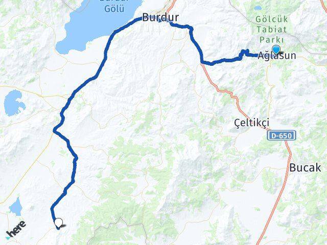 Burdur Ağlasun Kemer Arası Kaç Km - Yol Haritası