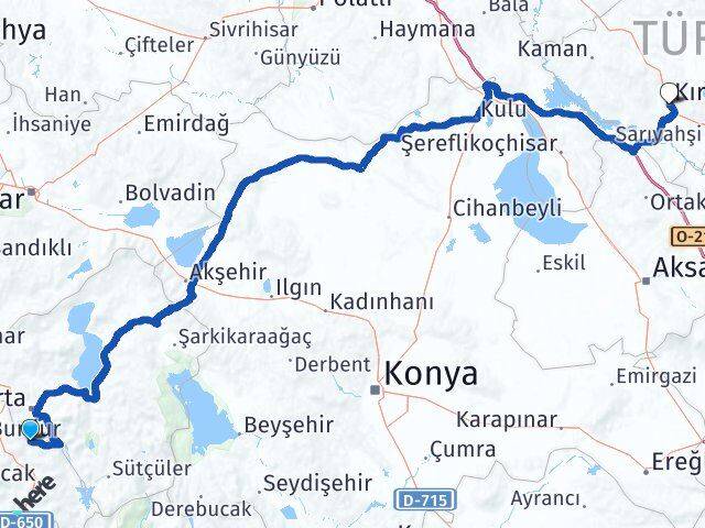 Burdur Ağlasun Kırşehir Arası Kaç Km - Yol Haritası