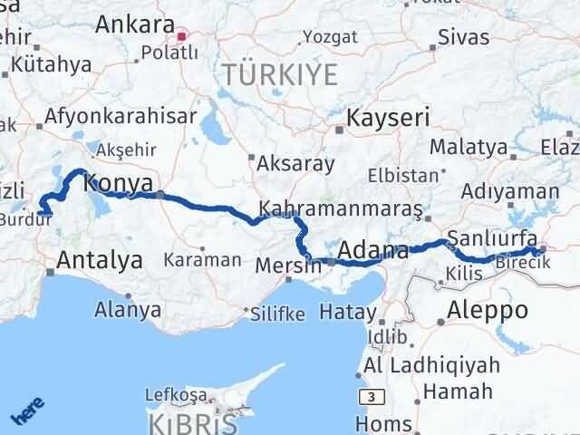 Burdur Ağlasun Şanlıurfa Arası Kaç Km - Yol Haritası