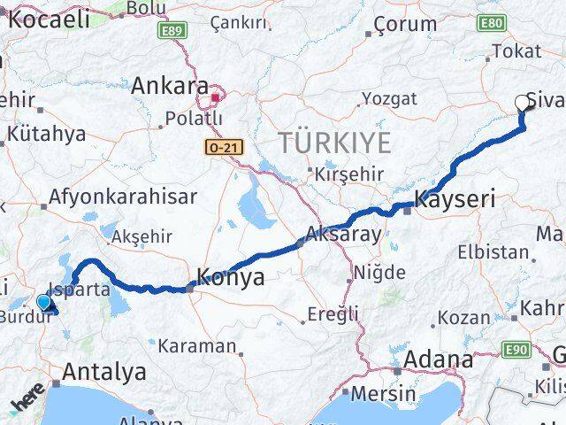 Burdur Ağlasun Sivas Arası Kaç Km - Yol Haritası