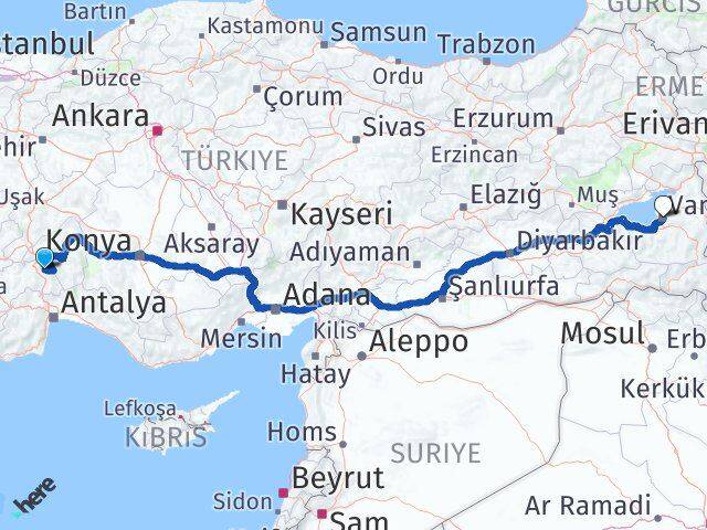 Burdur Ağlasun Van Arası Kaç Km - Yol Haritası