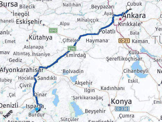 Burdur Akyurt Ankara Arası Kaç Km - Yol Haritası