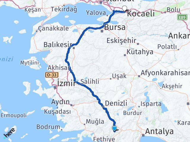 Burdur Altınyayla Kocaeli Arası Kaç Km - Yol Haritası