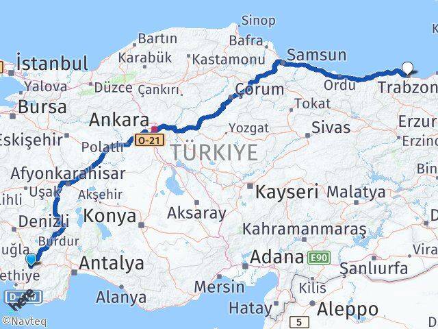Burdur Altınyayla Trabzon Arası Kaç Km - Yol Haritası