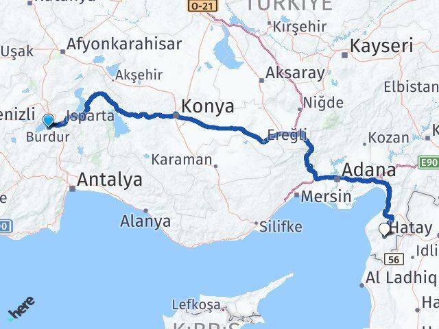 Burdur Antakya Hatay Arası Kaç Km - Yol Haritası