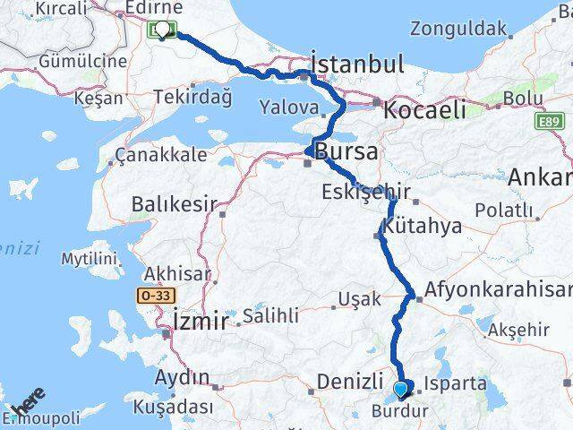 Burdur Babaeski Kırklareli Arası Kaç Km - Yol Haritası