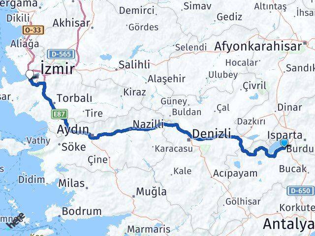 Burdur Balçova İzmir Arası Kaç Km - Yol Haritası