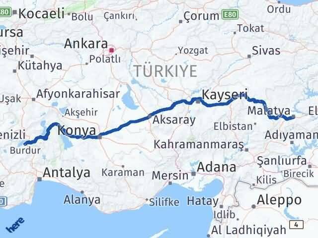 Burdur Battalgazi Malatya Arası Kaç Km - Yol Haritası
