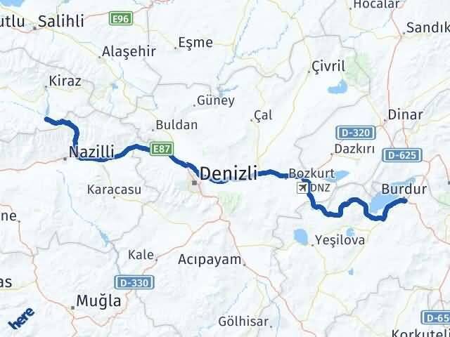 Burdur Beydağ İzmir Arası Kaç Km - Yol Haritası