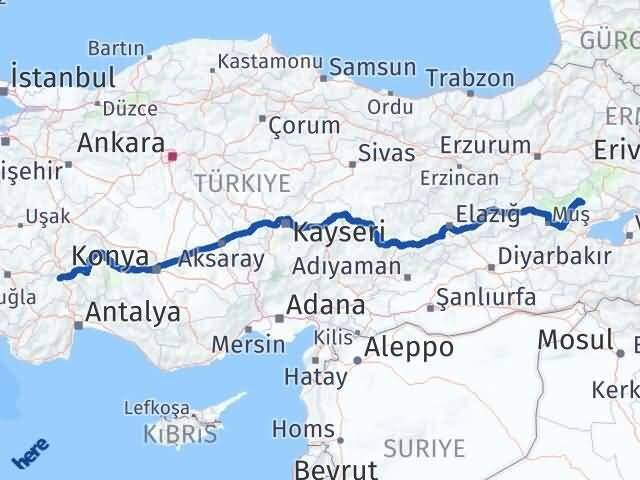 Burdur Bulanık Muş Arası Kaç Km - Yol Haritası