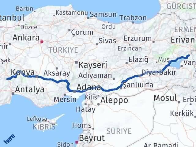 Burdur Çaldıran Van Arası Kaç Km - Yol Haritası