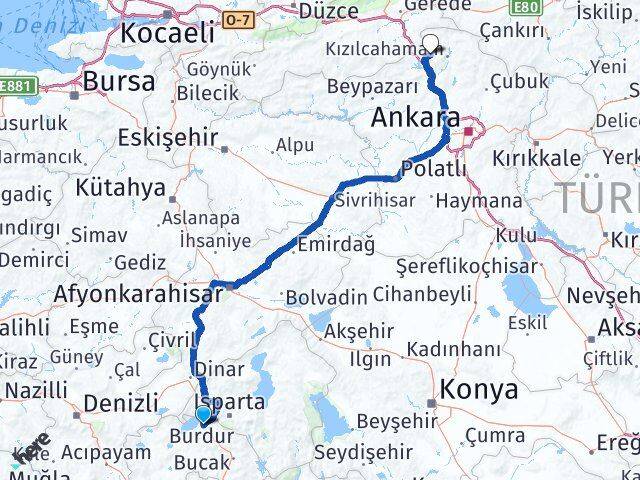 Burdur Çamlıdere Ankara Arası Kaç Km - Yol Haritası