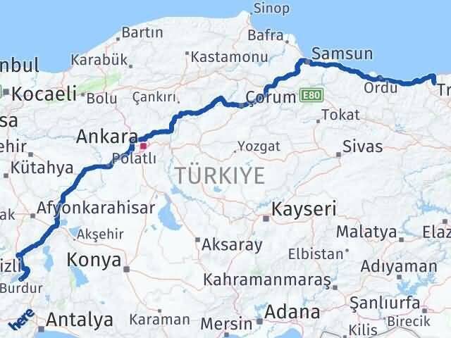 Burdur Çanakçı Giresun Arası Kaç Km - Yol Haritası