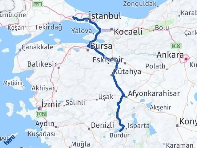 Burdur Çatalca İstanbul Arası Kaç Km - Yol Haritası